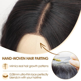 AISI HAIR 18-inch honey highlight wig side view showing soft waves and color.