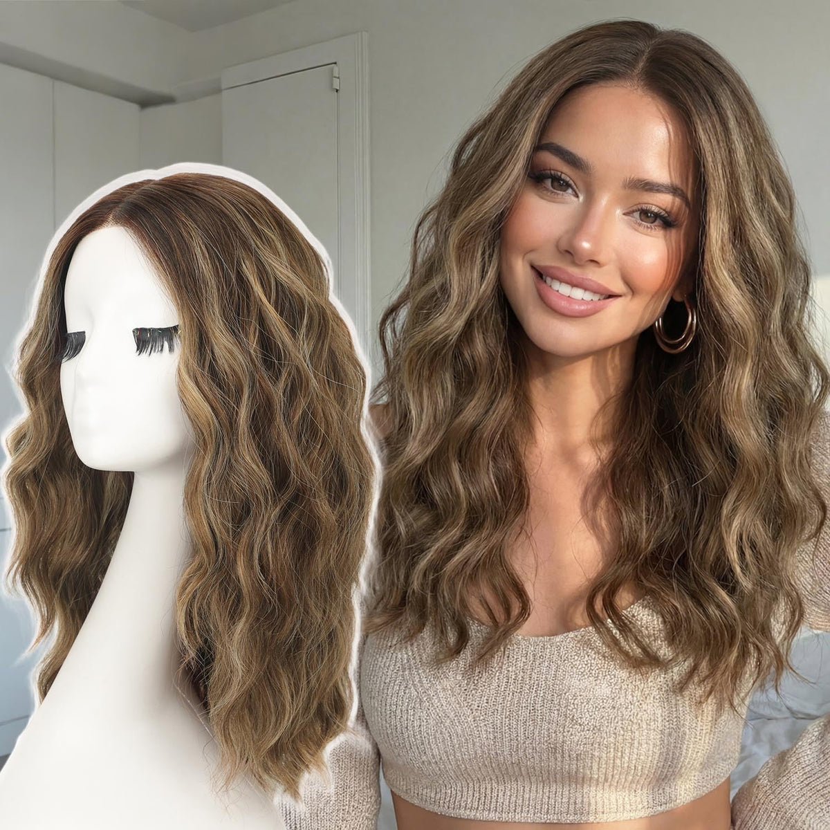 AISI HAIR 18-inch wig front view with natural lace front for daily wear