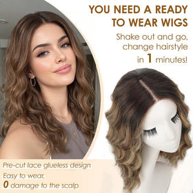 AISI HAIR 18-inch wig side view highlighting medium length wave