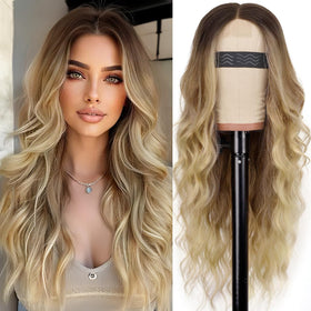 AISI HAIR blonde wig long wavy ombre for daily wear