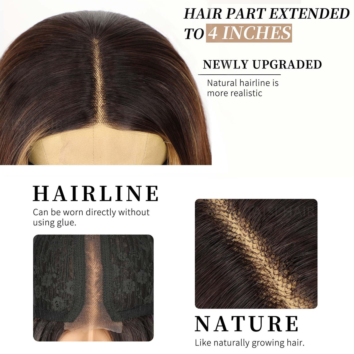 AISI HAIR adjustable-cap wig shows soft inner net for comfortable wear.