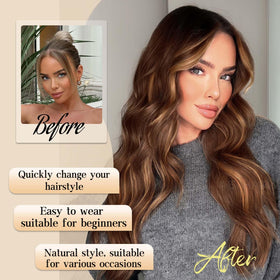 AISI HAIR brown highlight wig with lace hairline is perfect for party looks.