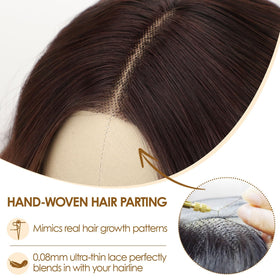 AISI HAIR 18-inch chestnut-brown curly waves wig for versatile daily styling.