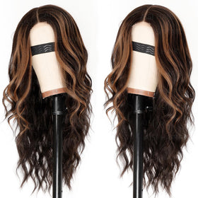 AISI HAIR long wavy 26-inch wig with middle part for versatile styling