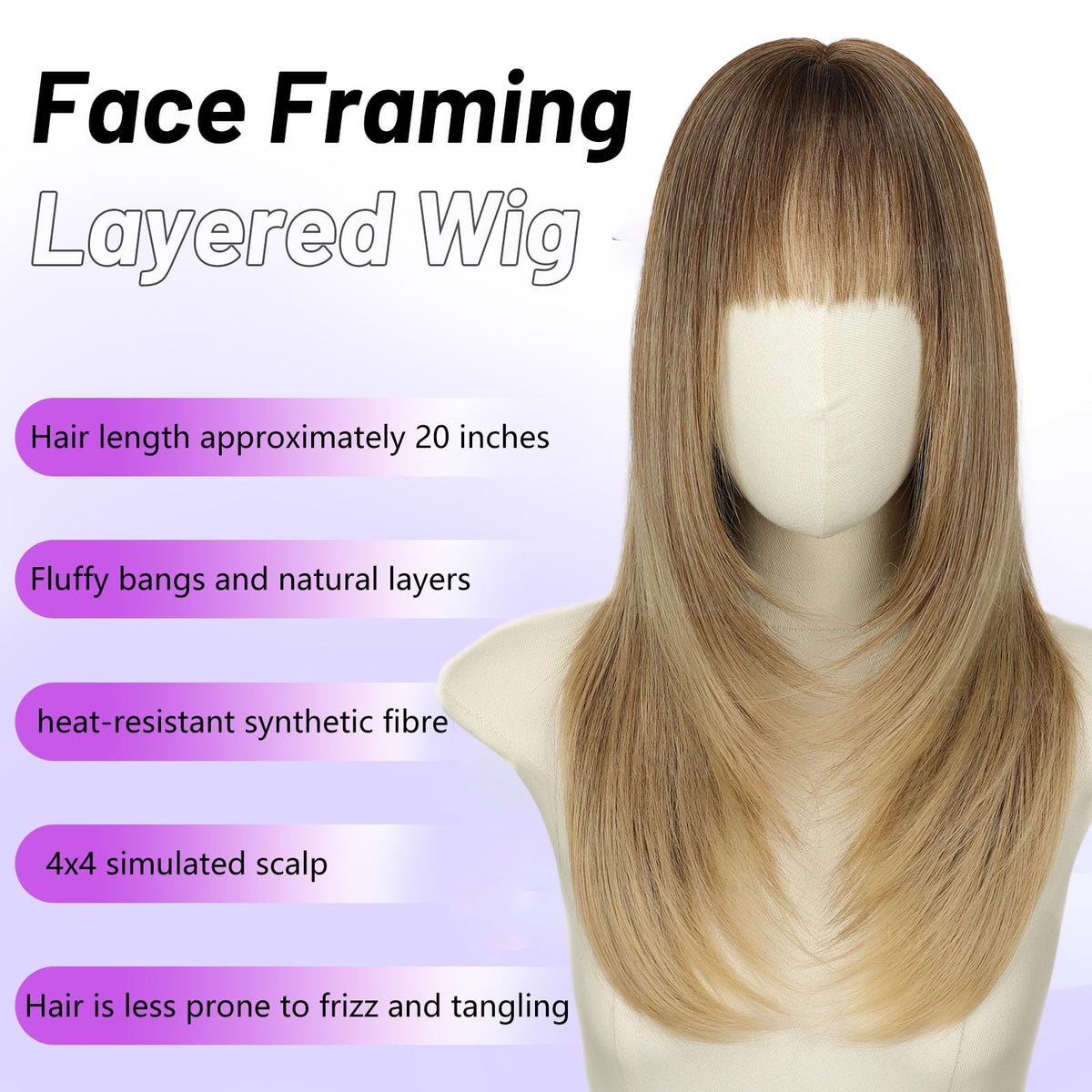 AISI HAIR Ombre Blonde Wig with Bangs, side view, layered texture for subtle movement.