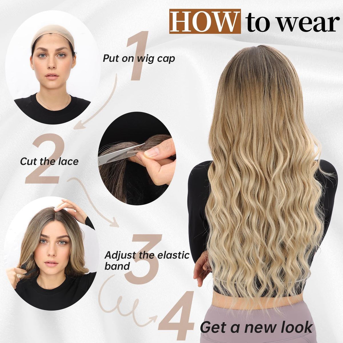 AISI HAIR wavy blonde wig, ideal for parties and special occasions.