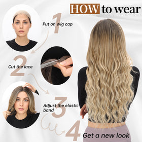 AISI HAIR wavy blonde wig, ideal for parties and special occasions.
