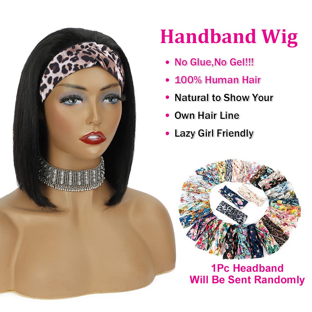 Cap adjustment on AISI headband bob wig for versatile sizing.
