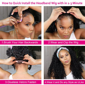 AISI headband wig glueless Velcro closure for quick wear