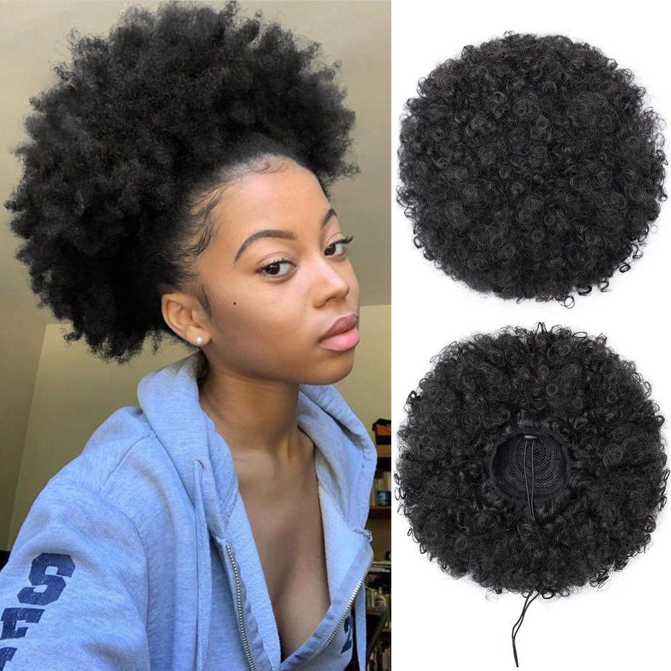 AISI QUEENS Afro Puff Clip-On 1B, natural daily wear with lightweight comfort.