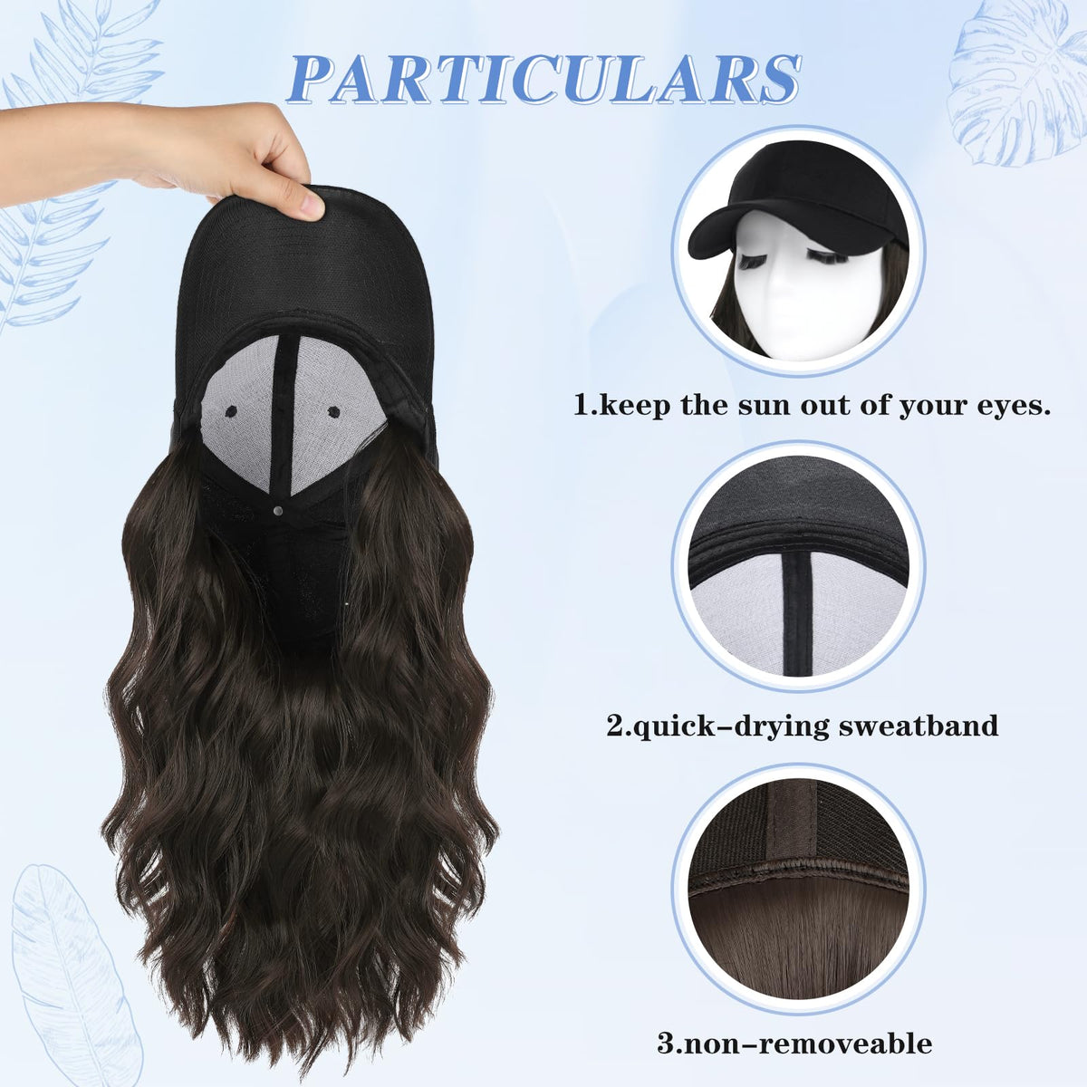 AISI QUEENS baseball-cap wig extensions back view with adjustable fit.