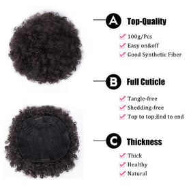 AISI QUEENS front view afro puff for balanced, comfortable fit