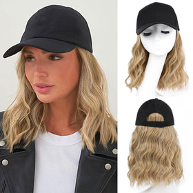 AISI QUEENS hat wig with attached hair, front view showing natural blend for quick style.