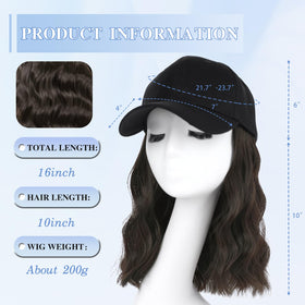 AISI QUEENS hat wig with hair attached side view for quick daytime styling.