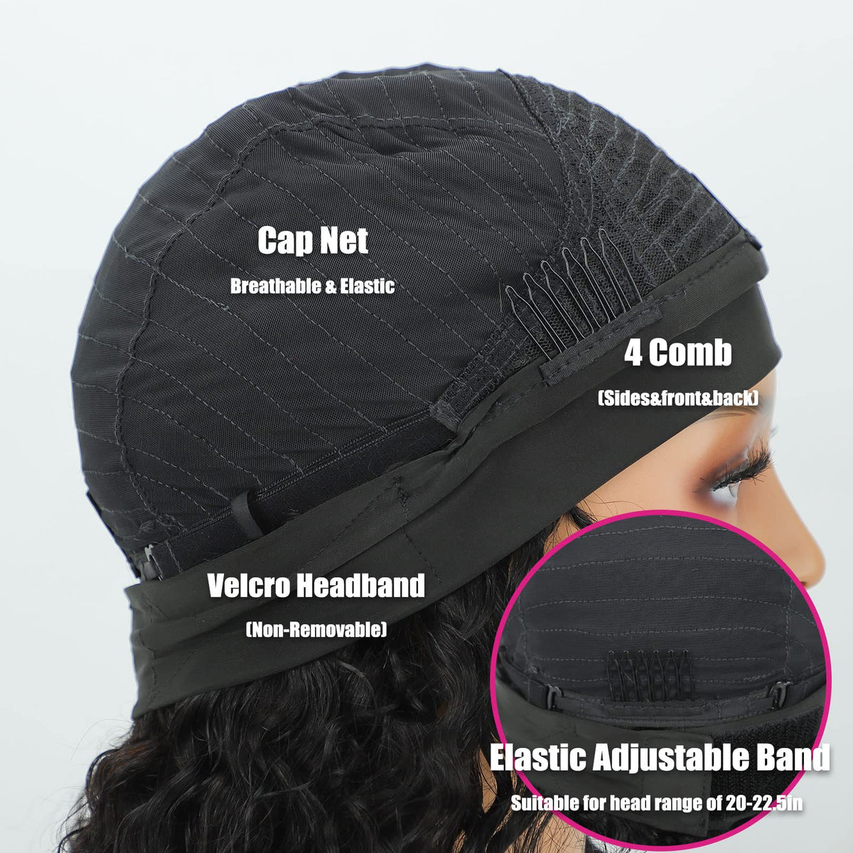 AISI QUEENS Headband Wig ice silk headband detail for secure fit