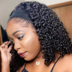 AISI QUEENS Headband Wig close-up showing soft curly hair for daily wear