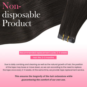 Aison tape-in hair extensions care guide shows gentle washing