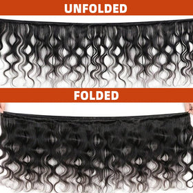 Aiterina body wave bundles 18 inch full-length view, versatile styling options with durable double weft.