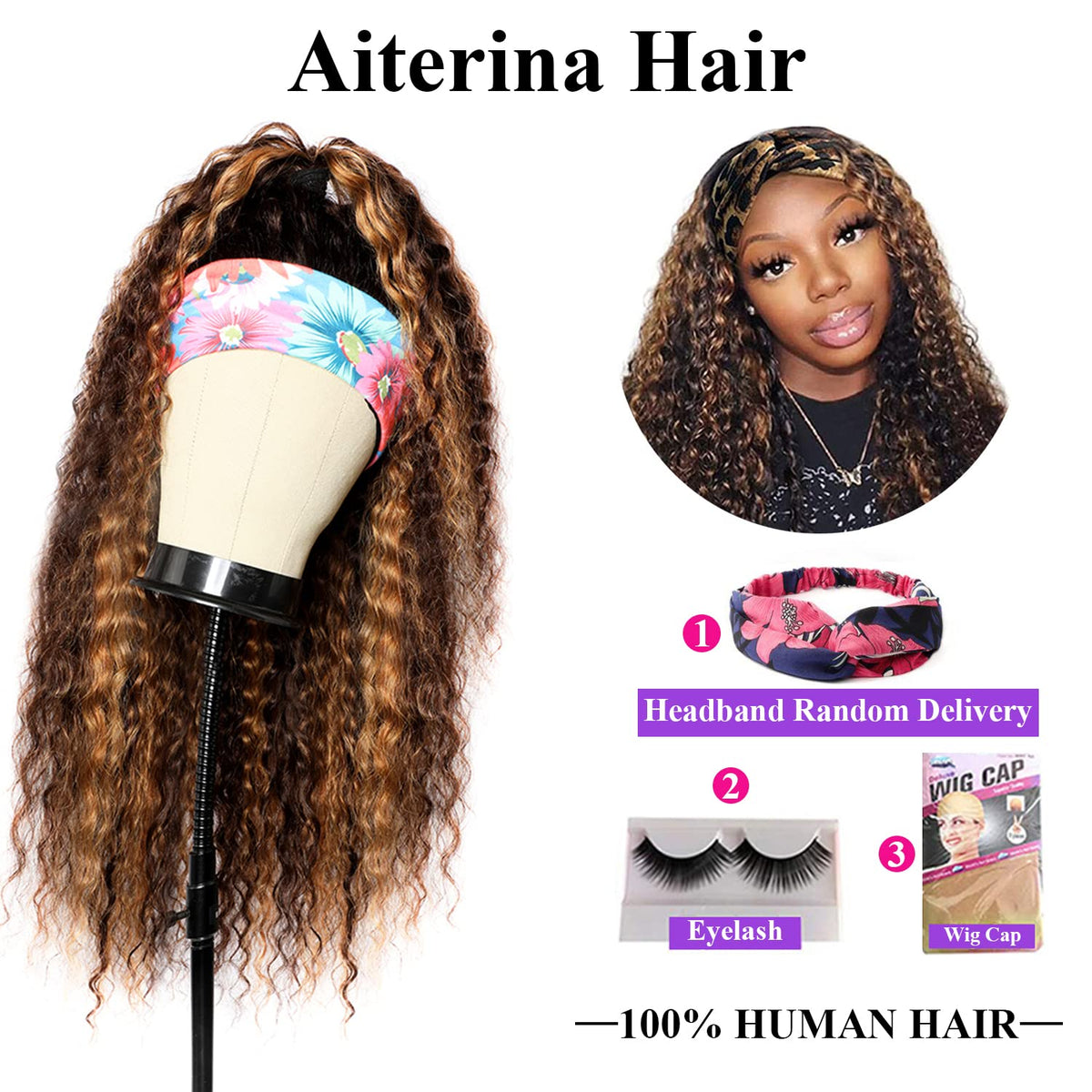 Aiterina headband wig suitable for daily looks or parties