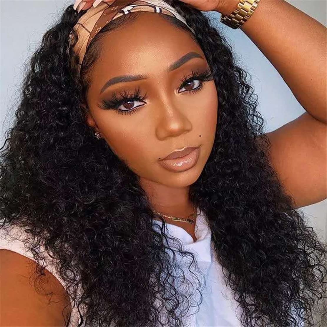 Aiterina headband wig deep wave 18-inch front view with natural color and versatile styling.