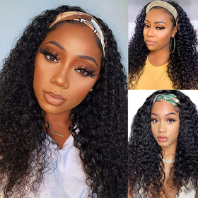 Aiterina headband wig deep wave 18-inch side view shows smooth texture and movement.