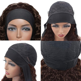 Aiterina headband wig in chocolate brown ready to curl or straighten
