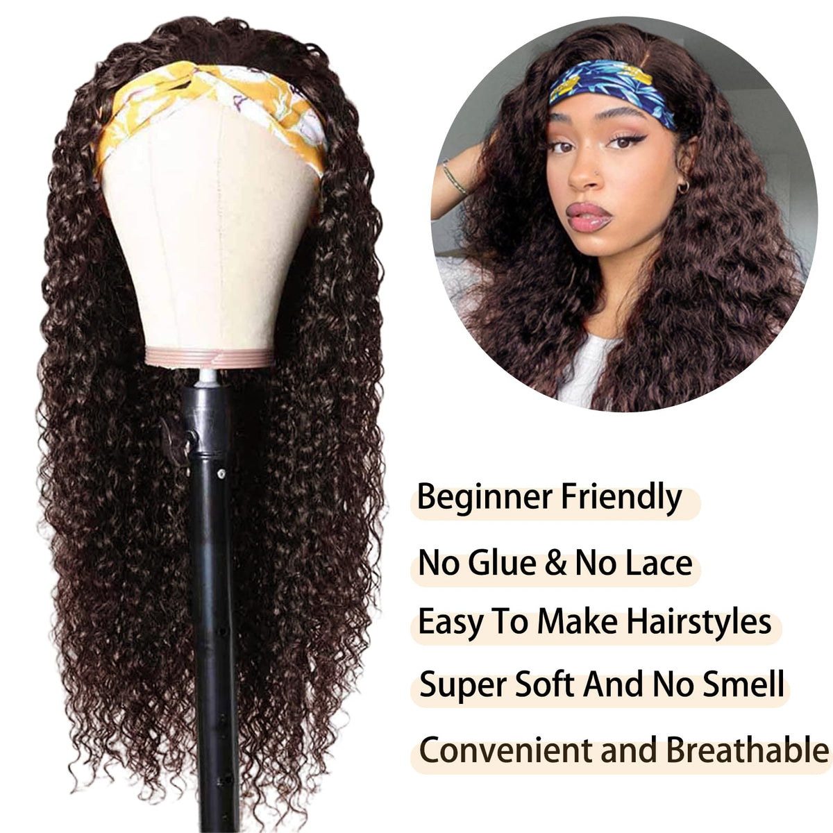 Aiterina wig set in chocolate brown color offers versatile styling options