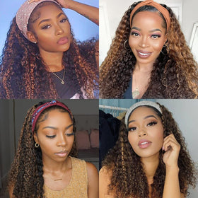 Aiterina machine made cap headband wig with secure fit
