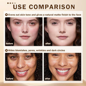AIUEO airbrush foundation coverage creates a natural, seamless finish.