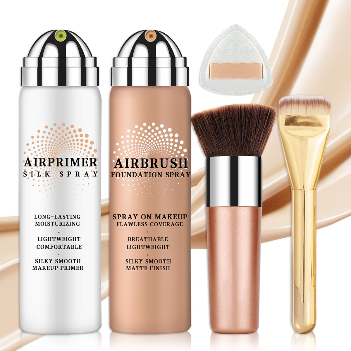 AIUEO airbrush foundation spray delivers even coverage for a natural look.