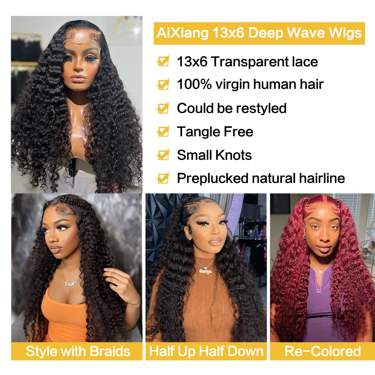Aixiang Hair wet-and-wavy texture close-up showing realistic curls and shine for events.