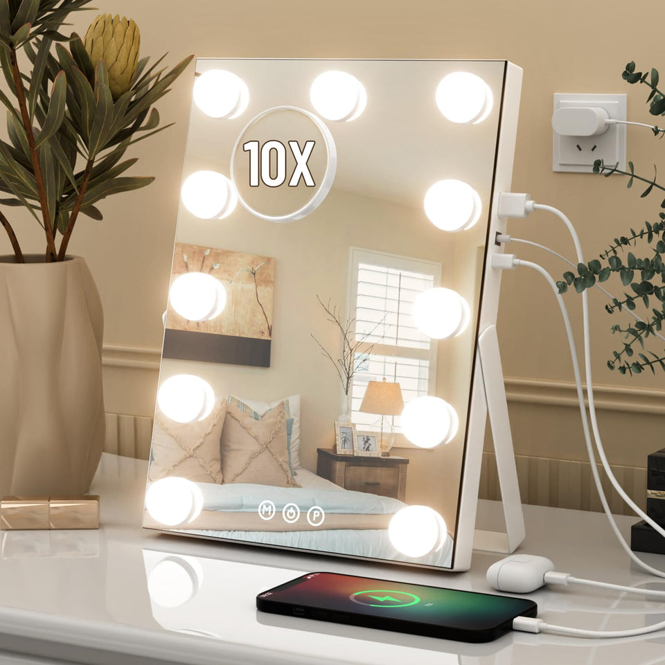 AJJSSA Hollywood vanity mirror with 11x14 size and bright LEDs for precise makeup