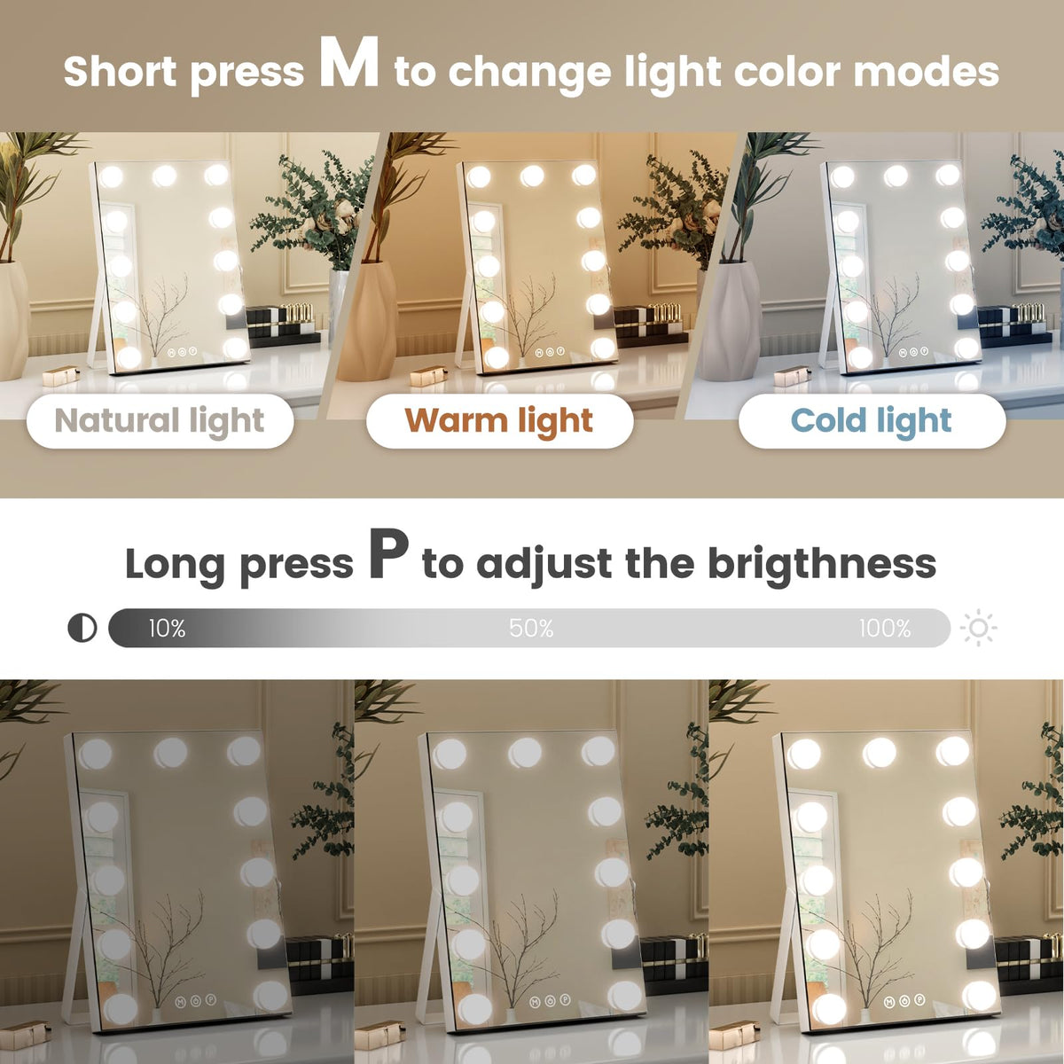 AJJSSA LED light bulbs offer warm natural cool tones for versatile makeup scenes