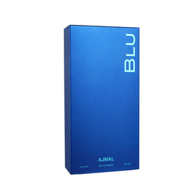 Ajmal Blu Original packaging box emphasizes luxury unboxing experience.