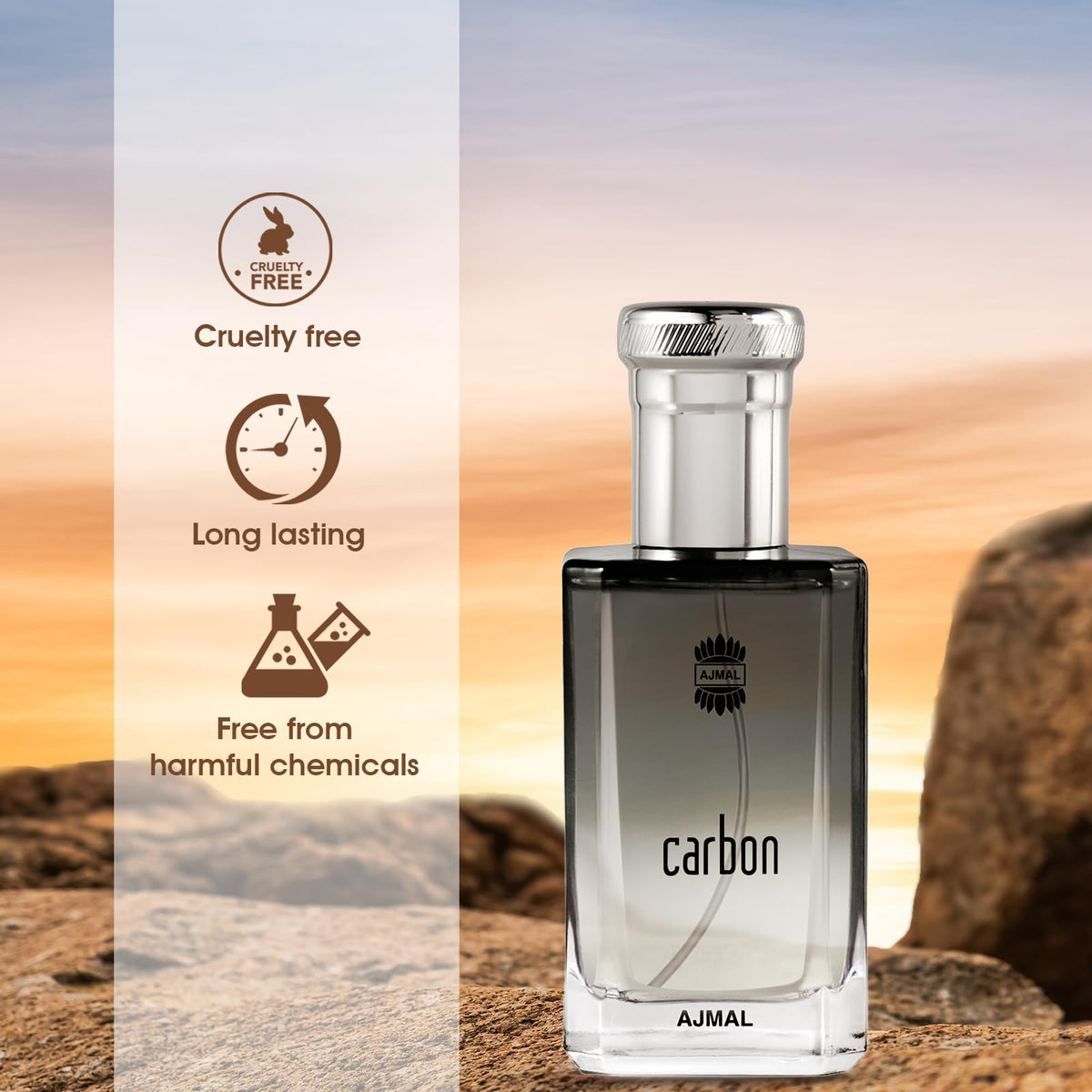 Ajmal Carbon lifestyle scene suggests suitable wear for work and evenings.
