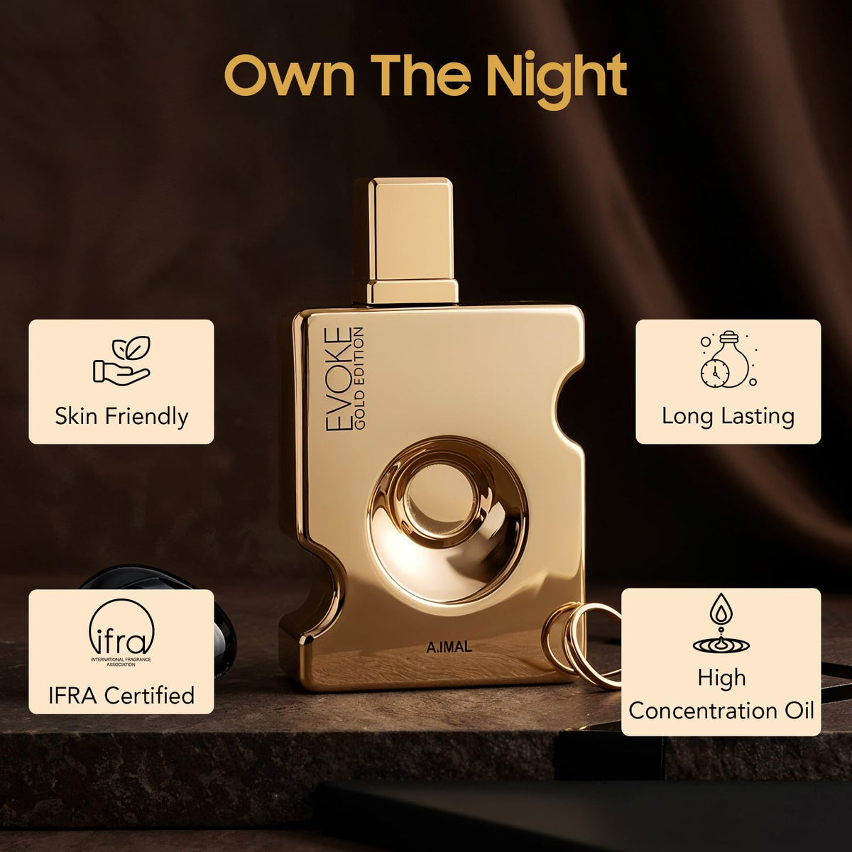Base notes of vanilla, cedarwood, and patchouli for warmth and longevity.