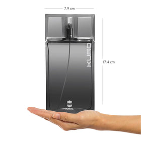 Ajmal Kuro box and bottle imagery emphasizes premium Dubai-made fragrance.