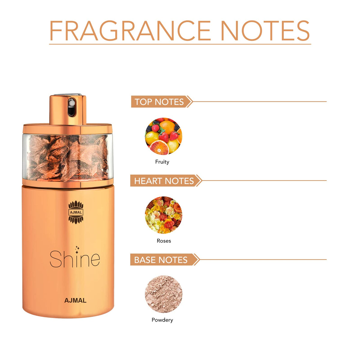 Ajmal Shine EDP bottle side angle highlighting elegant profile.