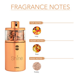 Ajmal Shine EDP bottle side angle highlighting elegant profile.