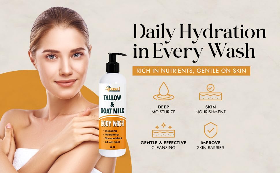 AJOMED COSMETICS creamy lather close-up shows nourishing cleanse.