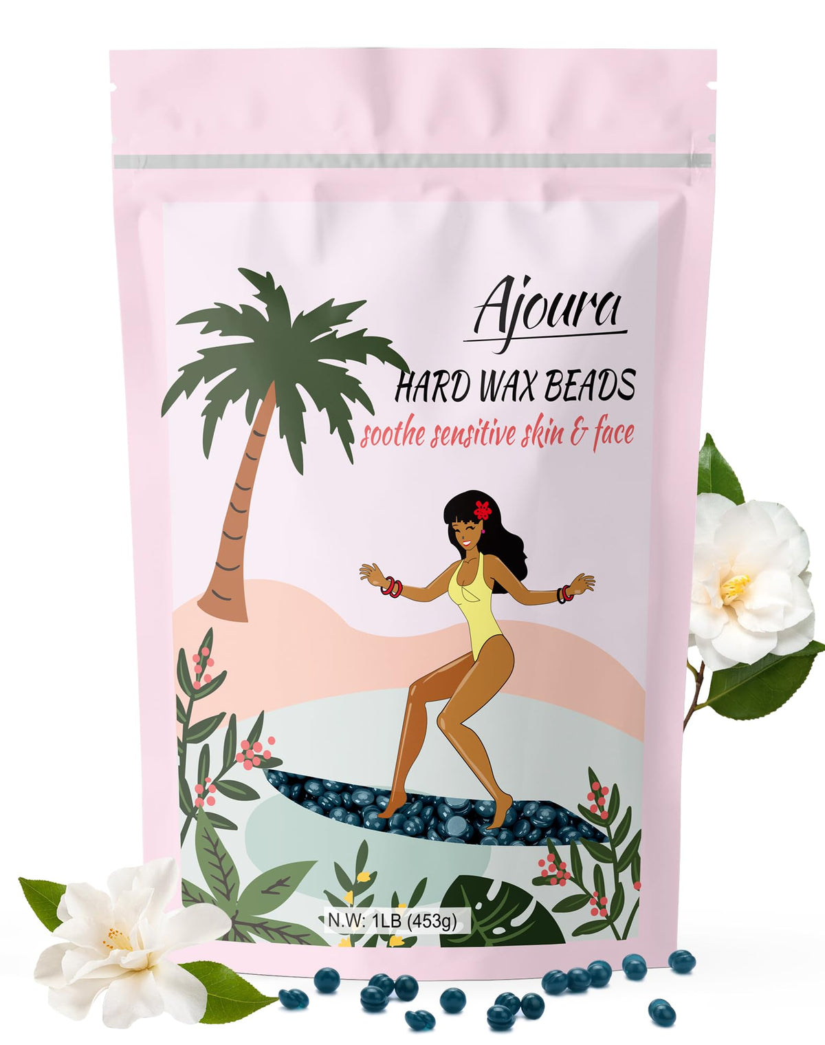 Ajoura Jasmine hard wax beads package for convenient home waxing