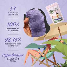 Ajoura lavender wax beads near facial contour, gentle for sensitive skin areas.