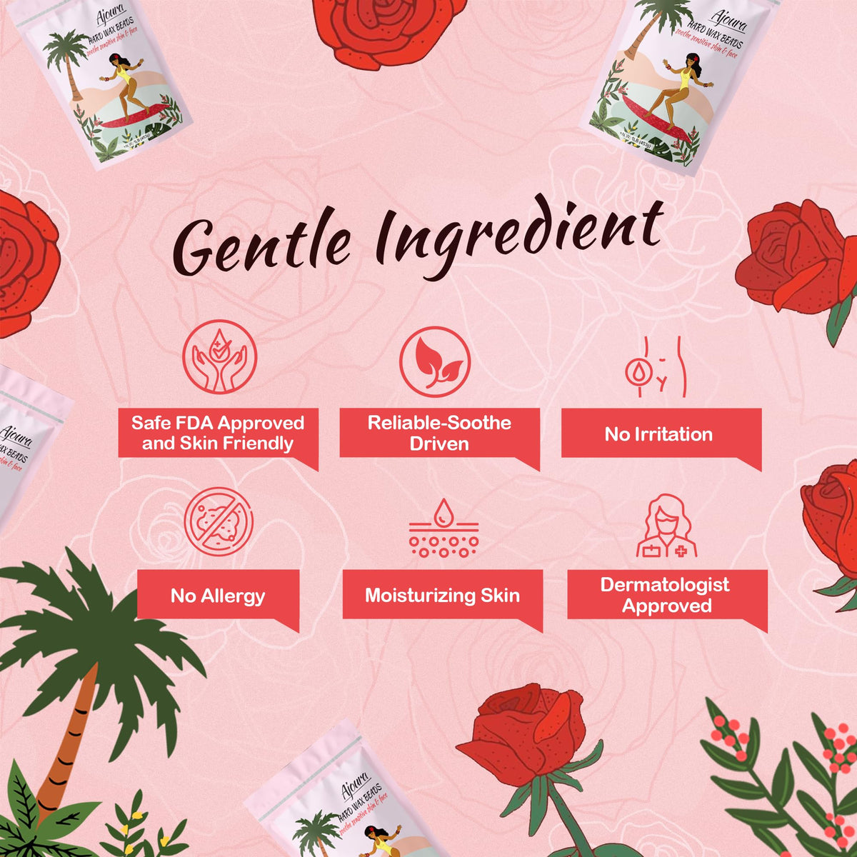 Ajoura rose wax beads for armpits help minimize irritation during waxing.