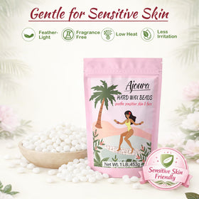 Ajoura wax melter heating beads with precise temperature control for safe at-home waxing.