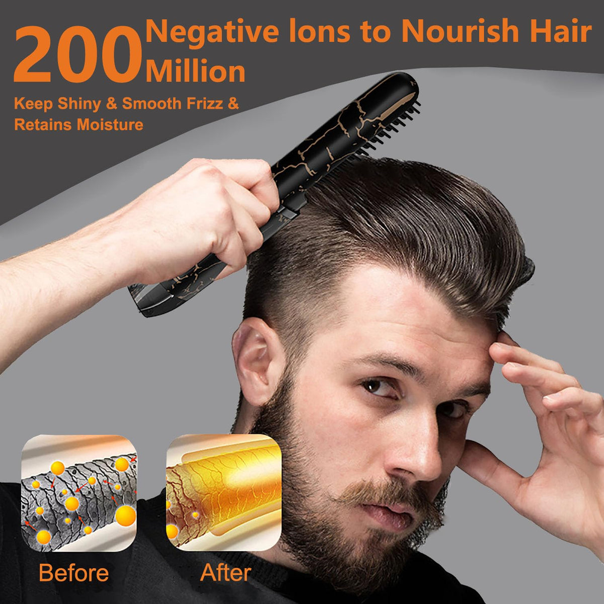 AKJ beard straightener anti-scald design protects skin during use.