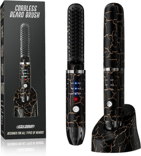 AKJ beard straightener cordless compact design for travel-ready grooming.