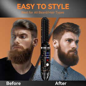 AKJ beard straightener with fast heating for quick styling sessions.
