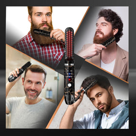 AKJ beard straightener velvet pouch included for safe storage.