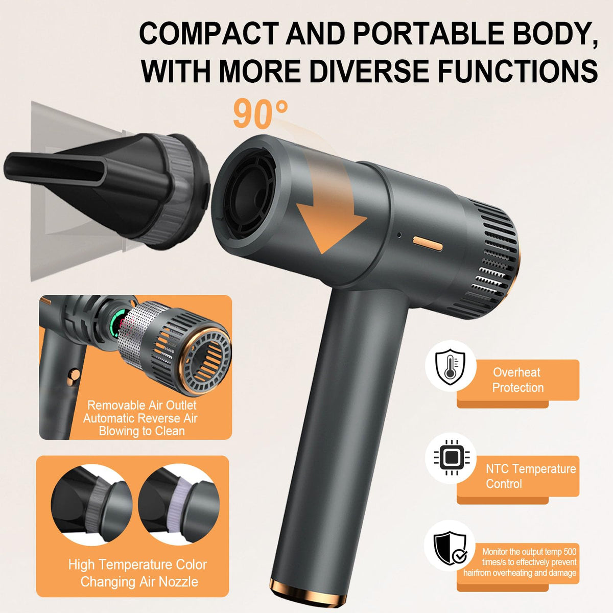 AKJ hair dryer three diffuser attachments for curly straight textured styles