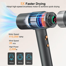 AKJ hair dryer negative ion technology balances static for softer hair
